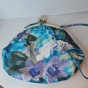 Cabrelli Vintage Floral Blue and Purple Clutch